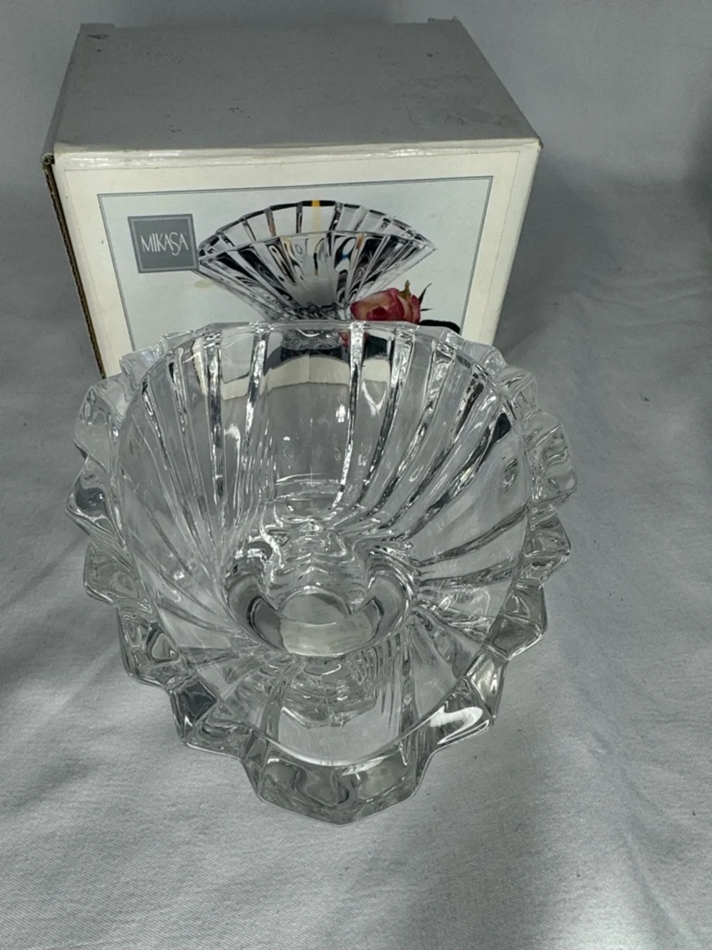 Mikasa Flores Crystal Votive Candle Holder Japan NIB